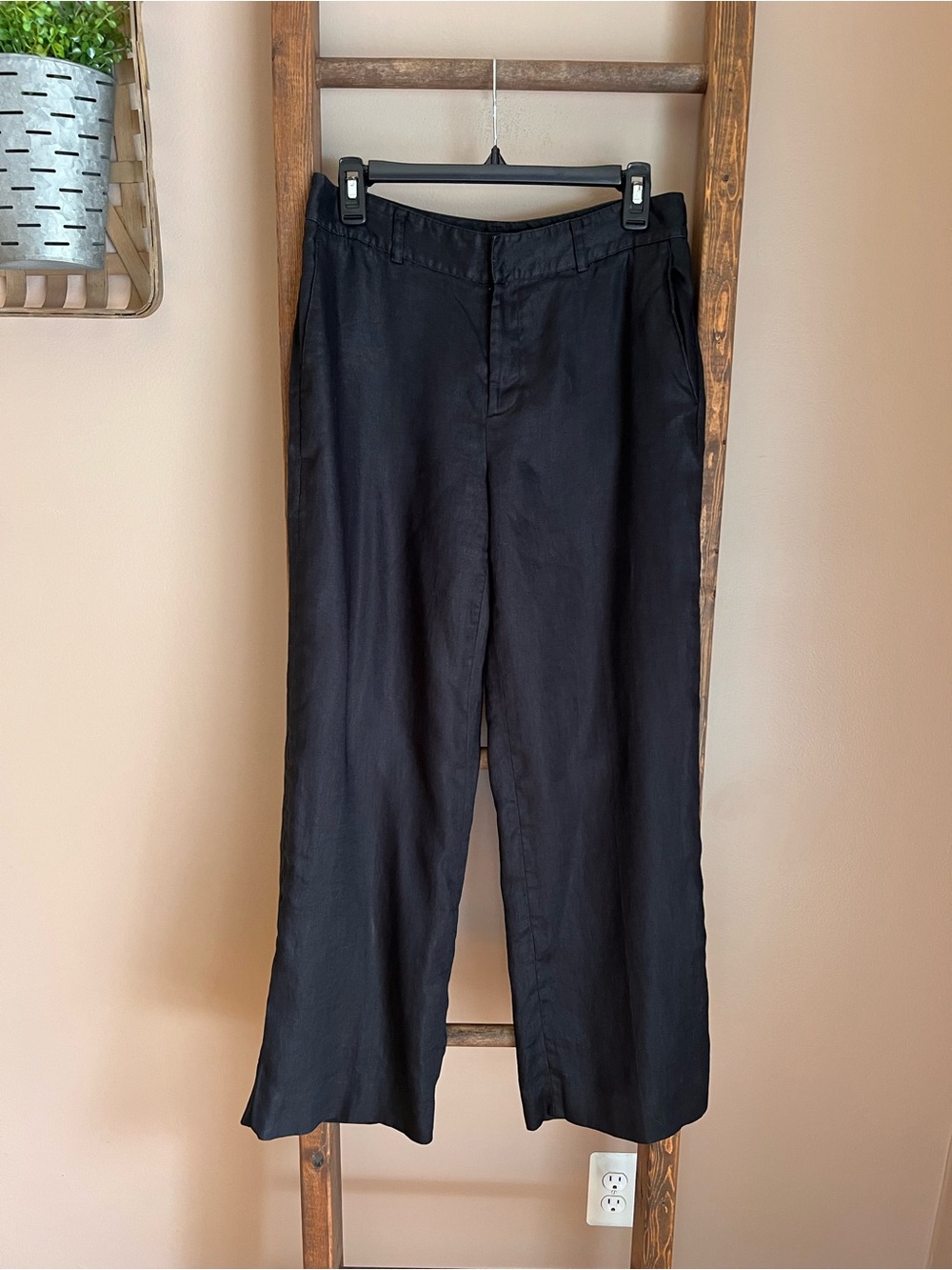 Ralph Lauren Petite Black Linen Pants Fully Lined